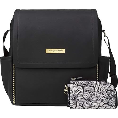 Petunia Pickle Bottom Boxy Backpack | Diaper Bag | Diaper Bag Backpack for Parents | Top-Selling Stylish Baby Bag | Sophisticated and Spacious Backpack for On The Go Moms | Black Leatherette