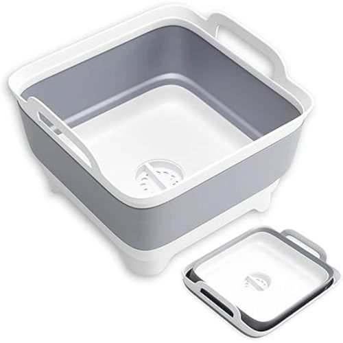 Collapsible Dish Basin,bottle basket for dishwasher Foldable Sink Tub,collapsible dish rack for rv,dish bucket for washing dishes with Drain Plug,9L Capacity bottle rack dryer,sink basket washing bin