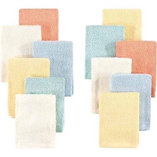 Hudson Baby Unisex Baby Rayon from Bamboo Woven Washcloths 12pk, Soft Neutral, One Size