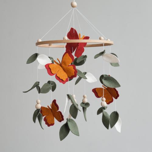 Felt Butterfly Baby Mobile: Green Floral Forest Nursery Decor