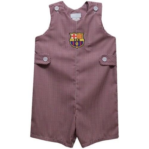 Barcelona Vive La Fete Infant Gingham Jon Jon Romper - Maroon