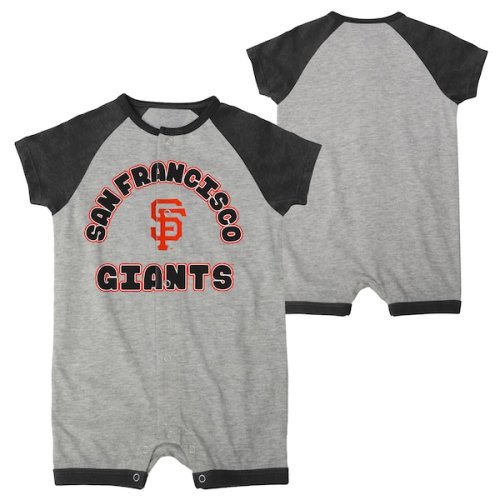 San Francisco Giants Newborn & Infant Extra Base Hit Raglan Full-Snap Romper - Heather Gray