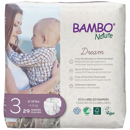 Bambo Nature Hypoallergenic Baby Diapers, Eco-Labelled Sustainable Diapers, Enhanced Leakage Protection, Totally Chlorine-free, Skin Friendly, and Super Absorbent - Size 3 (29 Count)