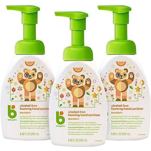 Babyganics Foaming Pump Hand Sanitizer, Alcohol Free, Mandarin, Kills 99.9% of Common Bacteria, Moisturizing, 8.45 Fl Oz (Pack of 3)