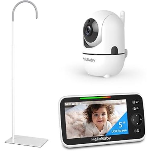 HelloBaby Baby Monitor with Floor Stand, 5'' Screen and 30-Hour Battery Life, Baby Monitor with Camera and Audio, Flexible Hello Baby Stand