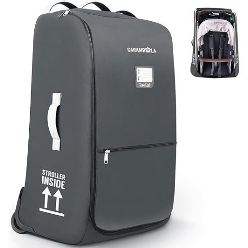 Stroller Bag for Airplane,Travel Bag - Compatible with UPPAbaby Vista/V1 V2 V3, Cruz/V1 V2 V3 |Rolling Wheel Bag with Storage Pocket, Waterproof, Rolling Wheels, Multiple Handles | Grey