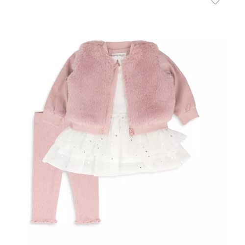 Tutu Top, Faux Fur Jacket & Leggings Set - Baby 9 months