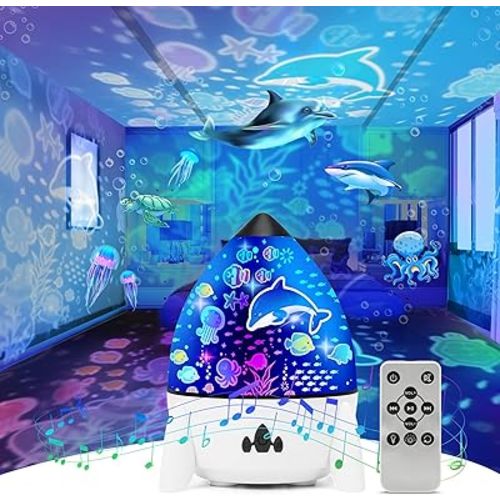 Night Light Projector for Kids - Bedroom Star Projector with Galaxy Planets, Animals Dinosaur World, Constellations, Birthday, Sea World, Christmas, Cupid, Halloween Themes, Gifts for Boys, Girls