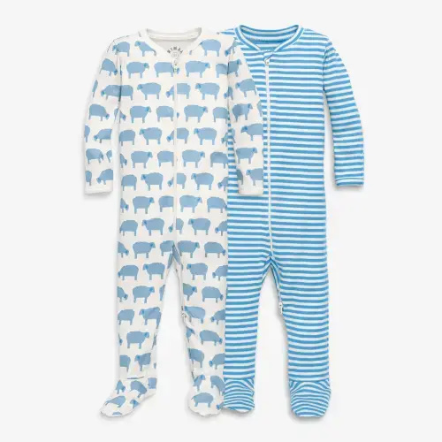 Baby organic zip footie 2-pack set