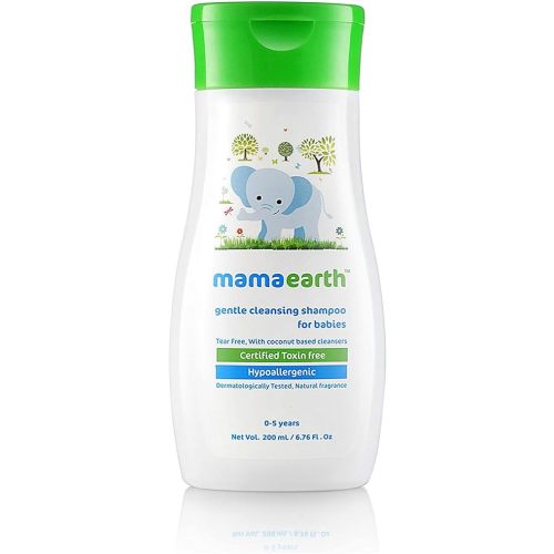 MAMAEARTH Gentle Cleansing Hair Shampoo for Babies | Coconut Based Cleansers for Delicate Baby Scalp | Hypoallergenic & Tear-Free Formula | 6.76 Fl Oz/200ml