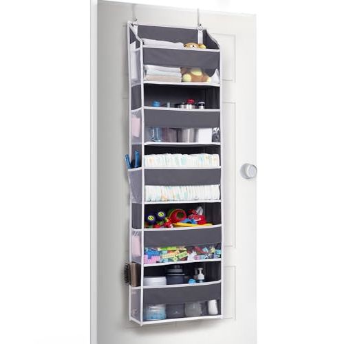 ULG 1 Pack Compact Size Over Door Organizer Slim Door Storage for Small-Sized Doors, 5 Shelves, Dark Gray