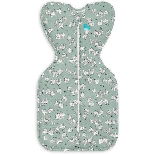 Love to Dream Swaddle UP, Baby Sleep Sack, Self-Soothing Swaddles for Newborns, Improves Sleep, Snug Fit Helps Calm Startle Reflex, New Born Essentials for Baby, 1.0 TOG, 5-8.5 lbs, Chicken Run Olive