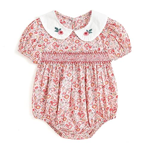 Curipeer Infant Baby Girls Summer Floral Romper Baby Bubble Sleeve Ruffle Romper Outfit 3M-2T