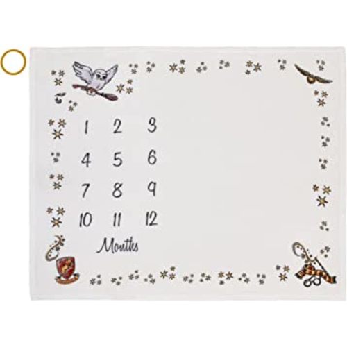 Warner Brothers Harry Potter Magical Moments White and Gold Milestone Baby Blanket