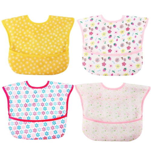 Baby bibs Waterproof Toddler bib - Feeding bib with Pocket for Infant Boy Girl Washable 6-36M