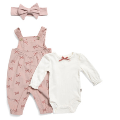 Newborn Girls 2pc Bows Overalls And Bodysuit Set | Baby | Marshalls