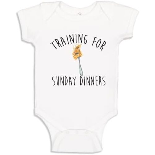 Training for Sunday Dinners Pasta Baby One Piece Bodysuit 3-6 Months Cute Spaghetti Italian Baby Gift