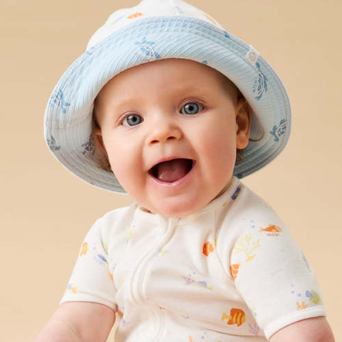 Little Fish Reversible Sun Hat Little Fish Print / 0 - 6 M