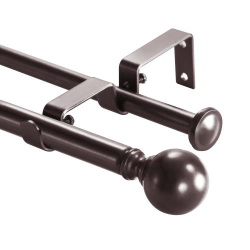 Urbanest Adjustable Double Curtain Rod Set Metal with Decorative Ball Finials, Heavy-Duty, 48"-84", Oil-rubbed Bronze(ORB)