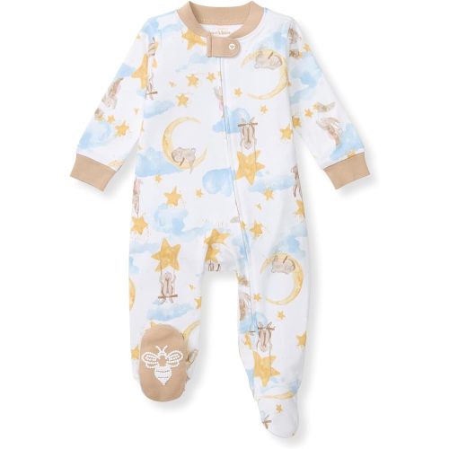 Burt's Bees Baby Boys' Sleep & Play PJs, 100% Organic Cotton One-Piece Zip Front Jumpsuit, Baby Boys Footie Pajamas & PJs