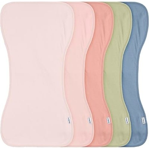 Gerber Baby Unisex Burp Cloths 5-Pack, Pink Blue, Size 10.5" x 21"