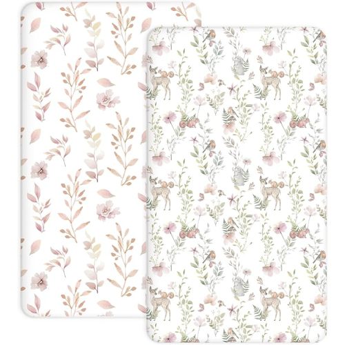 Crib Sheets 2 Pack, 28"x52" Fitted Baby Sheets for Boys & Girls