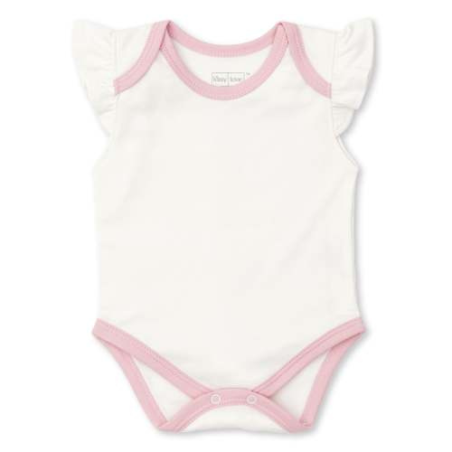 Kissy Love Basics Short Flutter Sleeve Cream/Pink Bodysuit