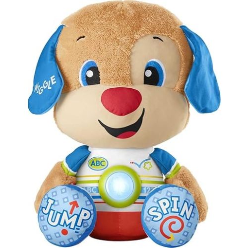 Fisher-Price Toddler Learning Toy Laugh & Learn So Big Puppy Plush with Music & Lights for Developmental Play Kids Ages 18+ Months