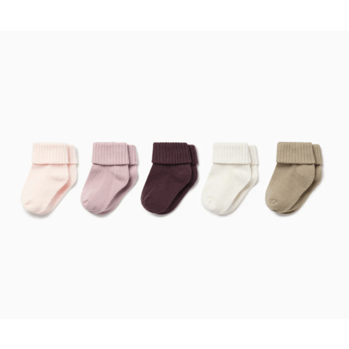 Ribbed Socks 5 Pack, Berry Mix / 0 - 6 M