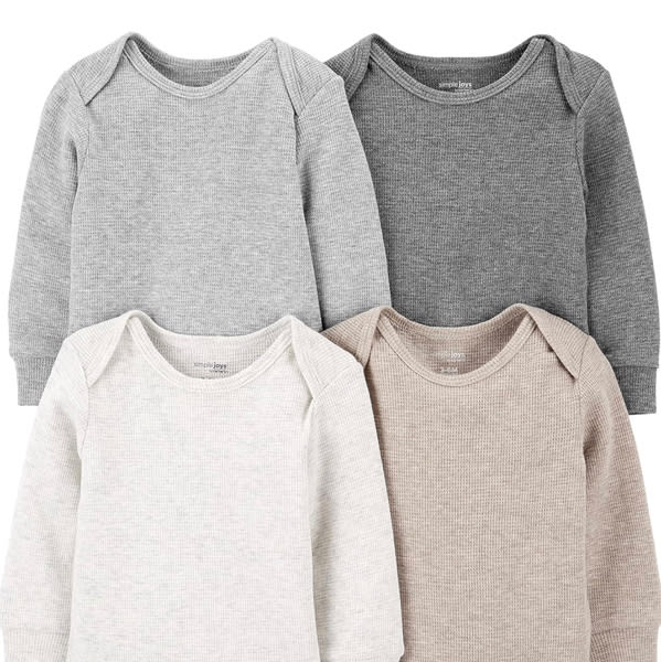 Simple Joys by Carter's Baby 4-pack Soft Thermal Long Sleeve Bodysuits
