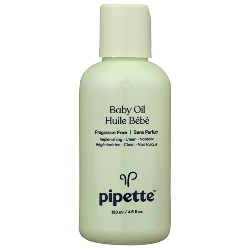 Pipette Baby Oil, Moisturize Baby Skin with Vitamin E and Fragrance Free with Renewable Plant-Derived Squalane, 4.5 Fl Oz - Unscented - 4.5 Fl Oz (Pack of 1)