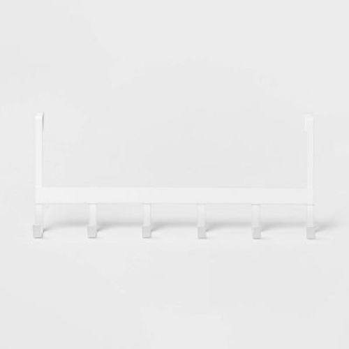 Large Over the Door Hook 6 Hooks Matte White - Brightroom™: Steel, Powder-Coated, No Assembly, 0.95lb Weight Capacity