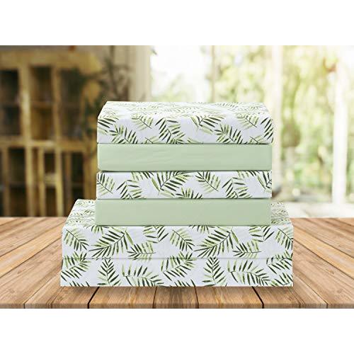 Elegant Comfort Luxury Soft Bed Sheets Palm Leaves Pattern - 1500 Premium Hotel Quality Microfiber Softness Wrinkle and Fade Resistant (6-Piece) Bedding Set, Full, Palm Leaves