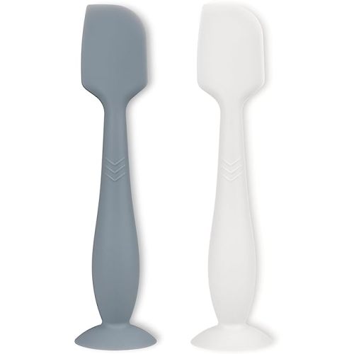 Diaper Cream Applicator Set - Soft Silicone Baby Butt Brush with Suction Base, Baby Butt Spatula, Full Size, 2 Piece - Newborn Baby Essentials (Ether/White) - 2 Packs-Ether/White