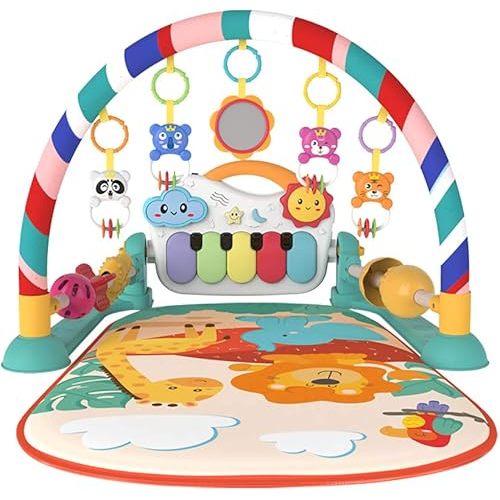 Eners Baby Gyms Play Mats Musical Activity Center Baby Piano Gym Mat Tummy Time Padded Mat for Newborn Toddler Infants(Green)
