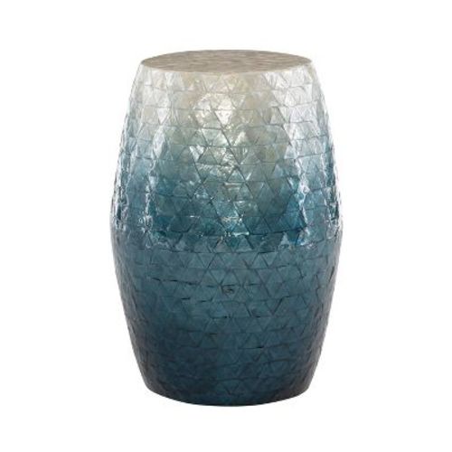 Linon Prianna Drum Table Fish Ivory: Modern Oval Lacquered, MDF & Mosaic Tile, No Assembly Required