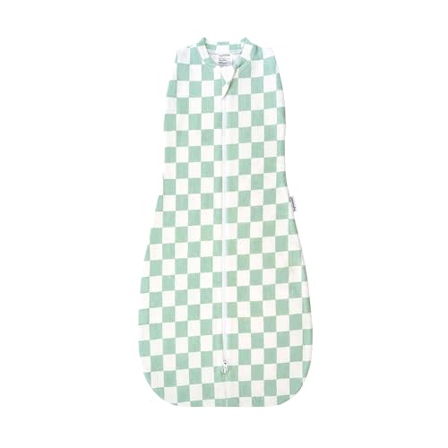 Tiny Twinkle Baby Sleep Sack 3-6 Months 1.0 TOG | Cotton & Elastane Wearable Blanket, Swaddle Transition Micro-Fleece, Machine Washable (Sage Checkers)