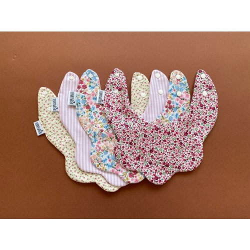 Choice of scallop bib, handmade comfy baby collar dribble bib, baby girl, gift, scalloped bib, floral stripe fabric, special occasion
