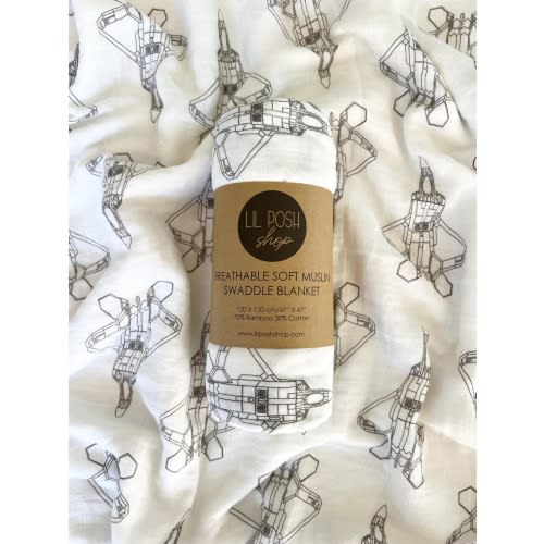 F-22 Raptor Blueprint Fighter Jet Muslin Swaddle/Blanket