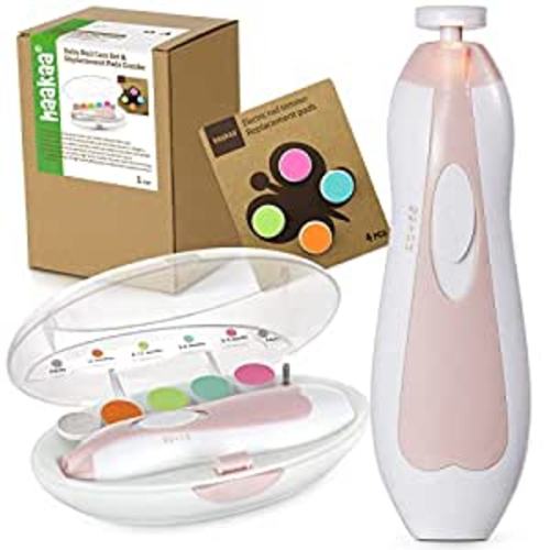 Amazon.com : haakaa Baby Nail Trimmer Electric Baby Nail Clippers Kit for Newborn, Toddler or Adults Fingernails and Toenails Care with Extra 4 Replacement Pads New Combo : Baby