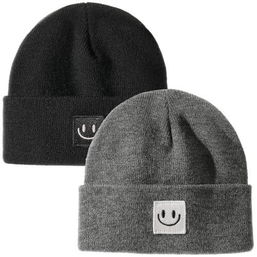 FURTALK Baby Beanie Cute Toddler Winter Hat Knit Boys Girls Warm 2 Pack Kids Embroidered Beanies Cap for 0-8 Years