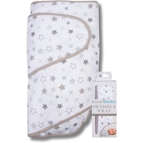 Miracle Blanket Swaddle Wrap - Newborn Essential Baby Blanket - Soft Sleep Sack Ideal for Newborns and Infants (Gray Stars)