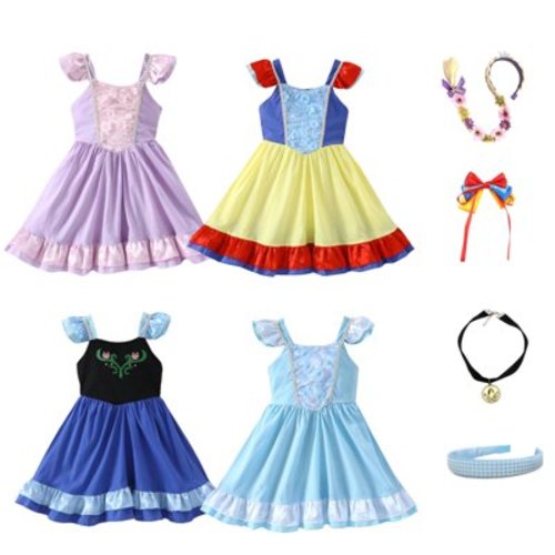 Princess Dress Up for Girls 2-7, Dress Up Clothes for Girls with Princess Toy, Christmas Birthday Gift for Toddlers Girls
