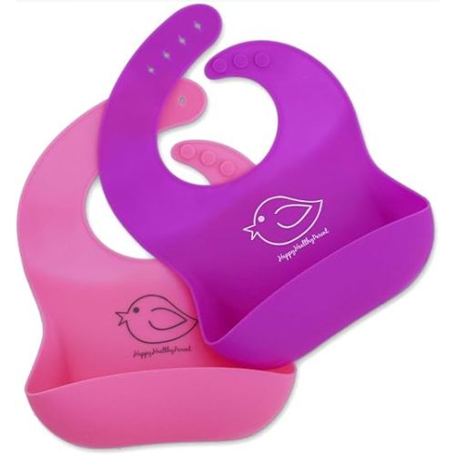 Silicone Baby Bibs Easily Wipe Clean - Comfortable Soft Waterproof Bib Keeps Stains Off, Set of 2 Colors