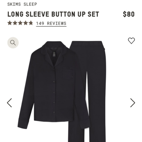 SKIMS SLEEP LONG SLEEVE BUTTON UP SET | ONYX
