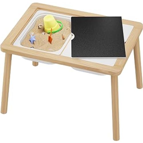 Sensory Table, Kids Activity Table, Wooden Play Table with Bins, Montessori Table, Chalk Board and Whiteboard