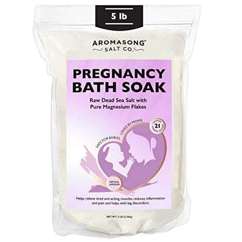 Aromasong Dead Sea Pregnancy Bath Soak 5 LB - Natural Lavender with Pure Magnesium Flakes & Minerals - Used for Pregnancy & Postpartum Muscle Ache & Leg Discomfort - Better Absorbing Than Epsom Salt