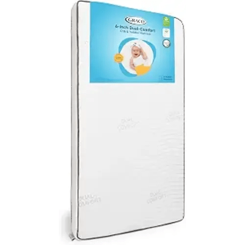 Graco 6-Inch Dual-Comfort Crib & Toddler Mattress - GREENGUARD Gold, CertiPUR-US Certified Foam, Machine Washable Cover with 100% Waterproof Surface, Fits Standard Full Size Baby Crib and Toddler Bed
