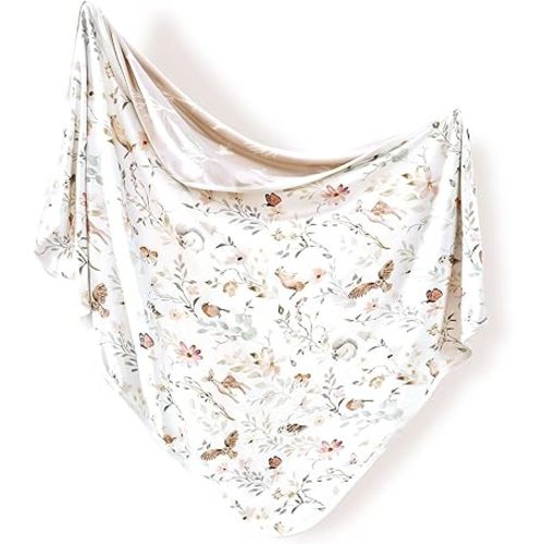 GRSSDER Baby Blankets Super Soft Stretchy Jersey Knit Swaddle Blanket for Baby Girls, Stylish Double Layer Receiving Blankets 34 x 44 Extra Large for Swaddling, Blush Pink
