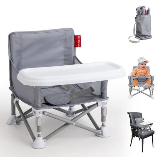 Tiny Marvels Portable 3-in-1 Baby Booster Seat – Cozy Floor Seat, Feeding Seat with Tray, Toddler Booster – Compact, Foldable, Safe with Child Safety Belt Carry Bag – Perfect for Travel & Family Time
